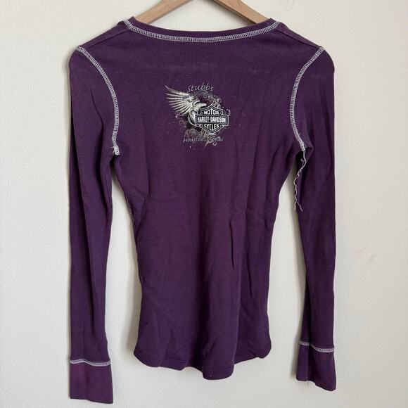 Vintage Y2K Harley Davidson Women Purple Longsleeve Size Medium Skull Biker Punk - Picture 10 of 13